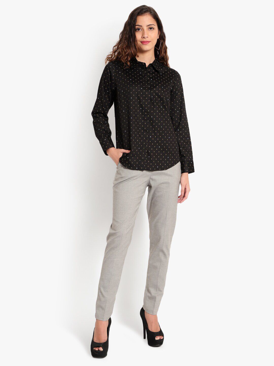 Black Print Formal Shirt — view 6