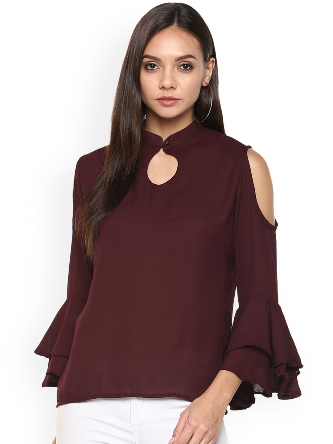 Maroon Georgette Top — view 1