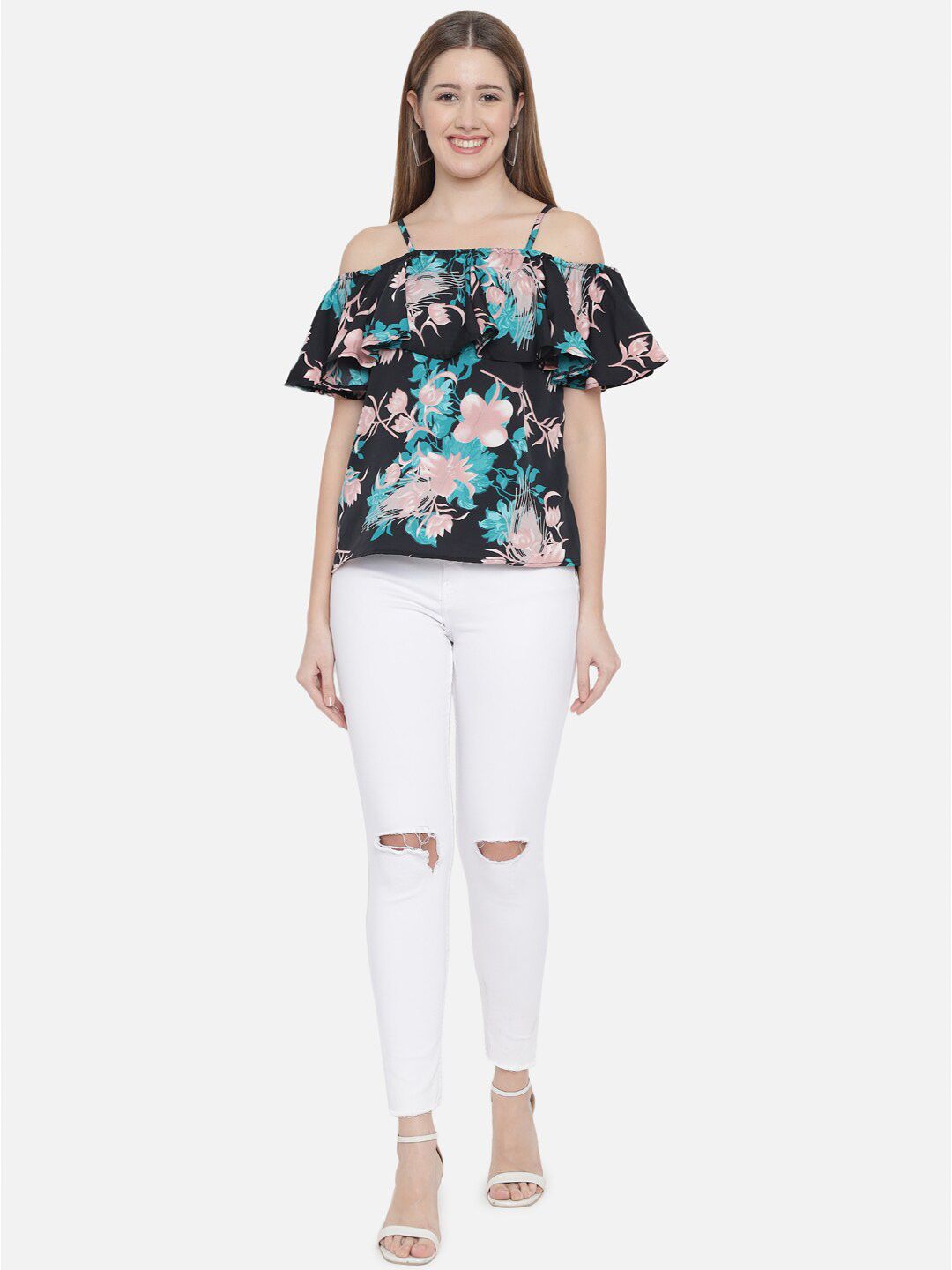 Green Floral Print Top — view 13