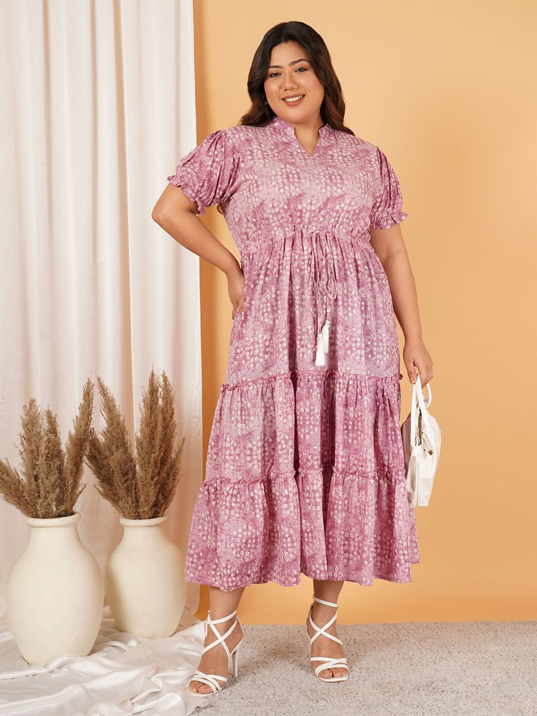 Pink Tiered Plus Size Dress — view 1