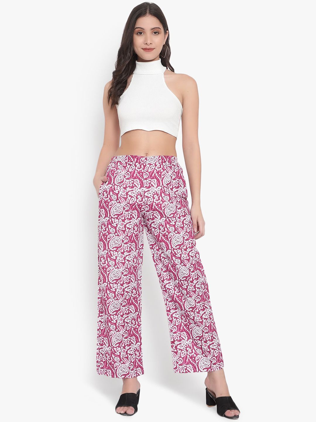 Pink Hand Block Print Trousers — view 5