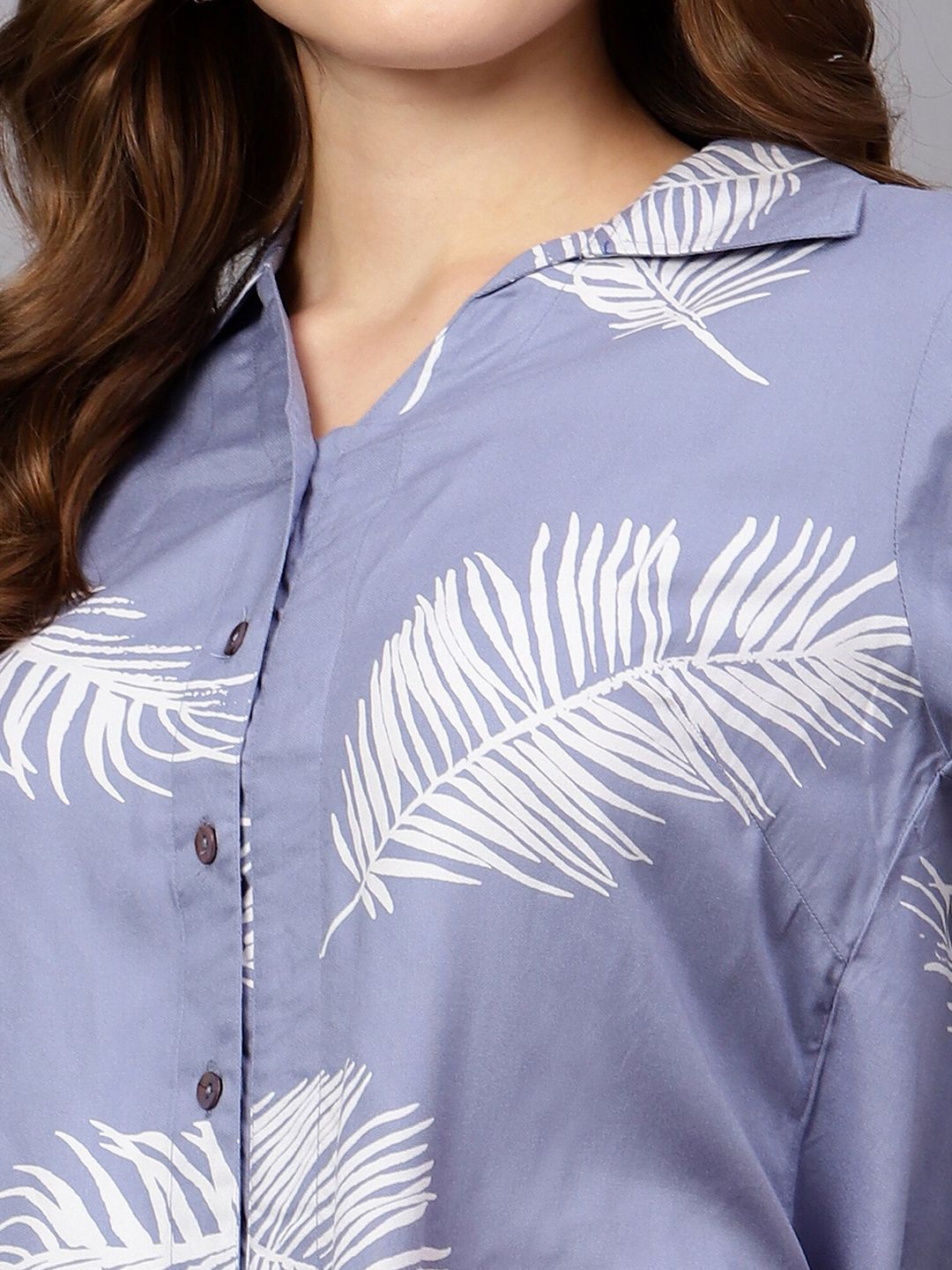 Blue Leaf Print Shirt — view 9