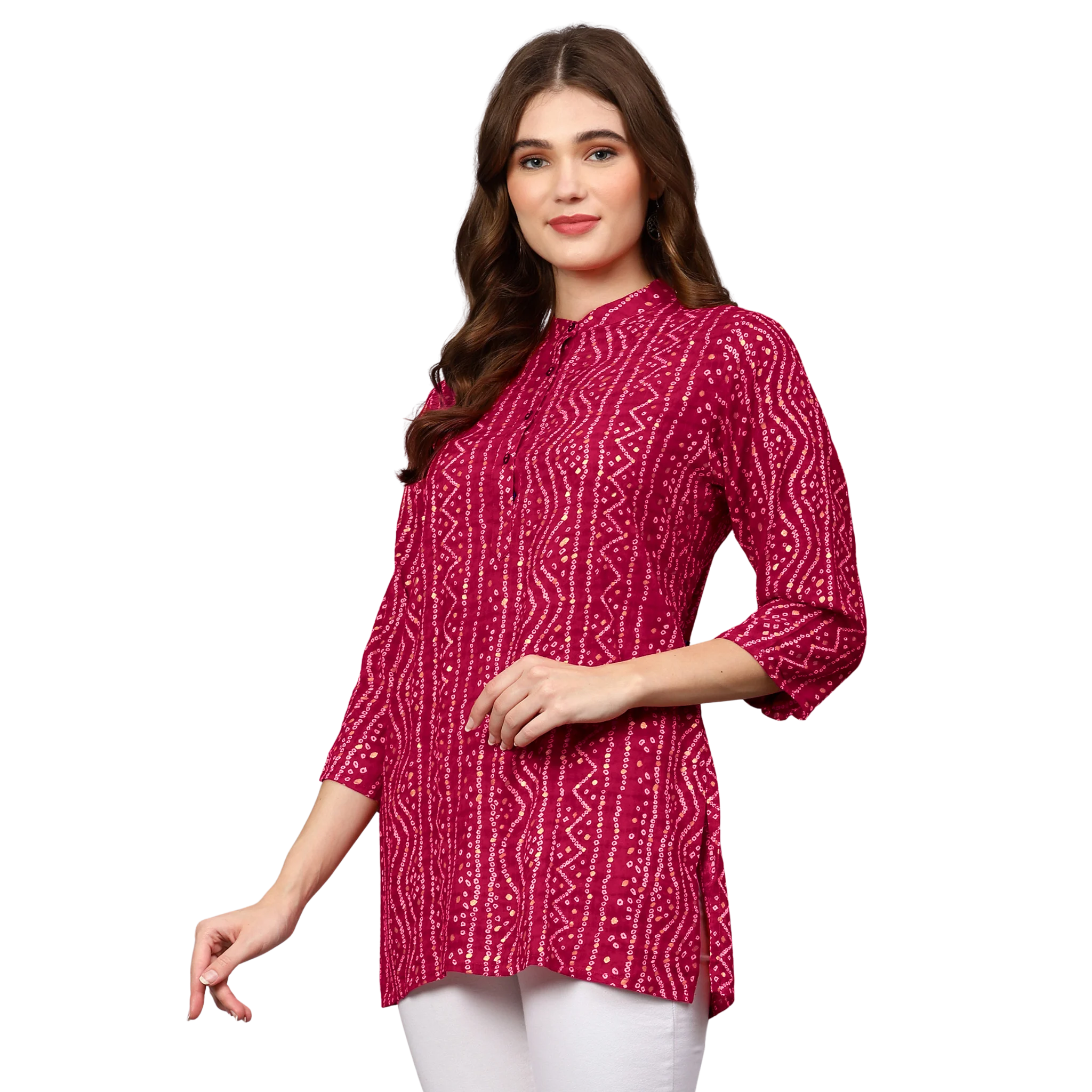 Pink Bandhani Print Tunic