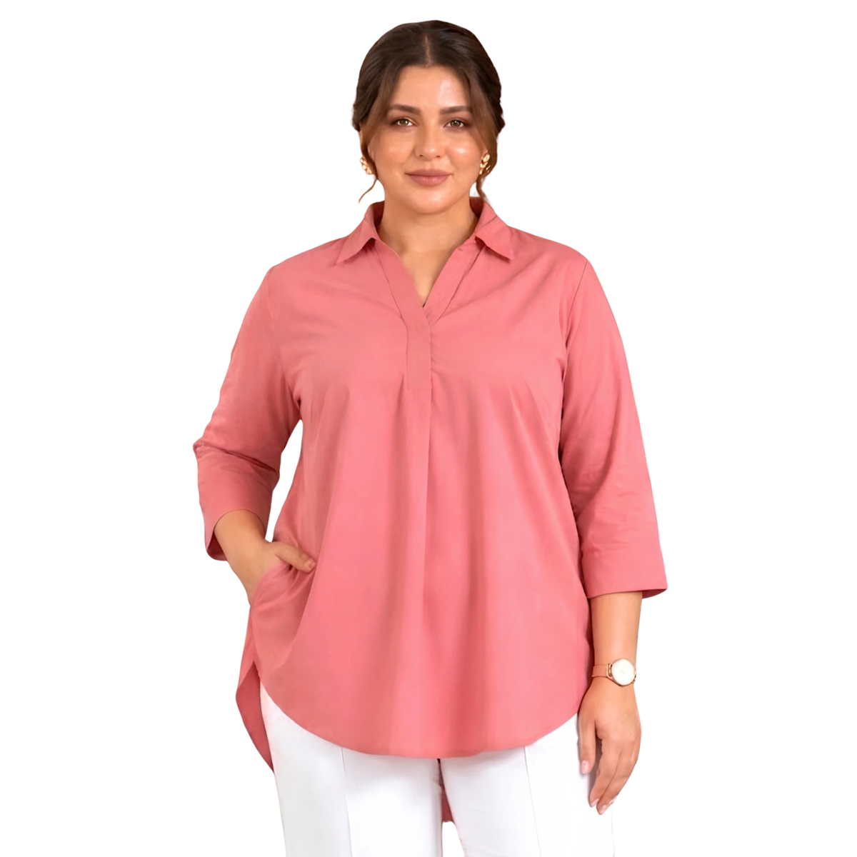 Pink Rayon Centrepleat Longline Tunic