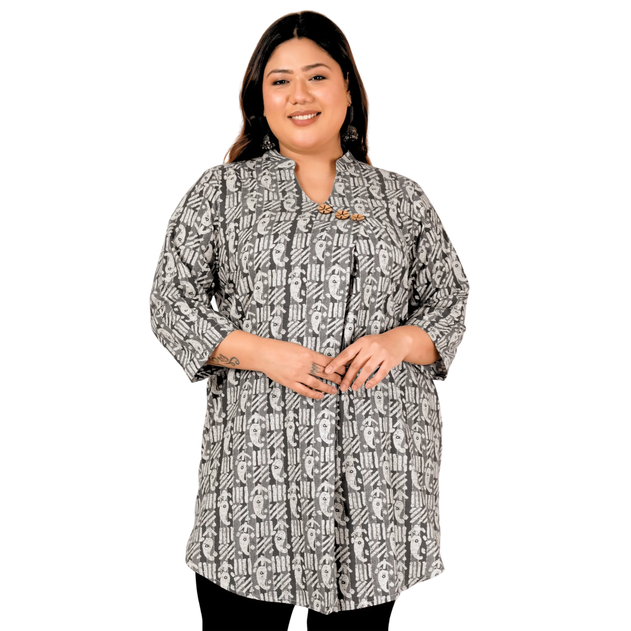 Black Paisley Print Long Tunic