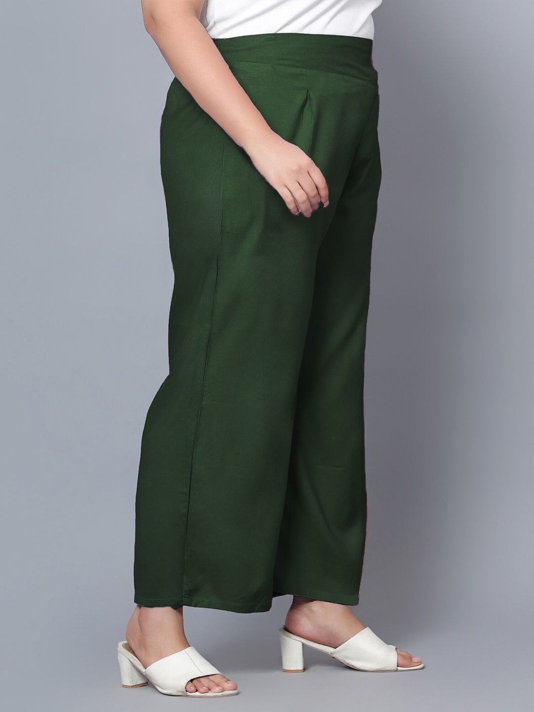Green Plus Size Trousers — view 2
