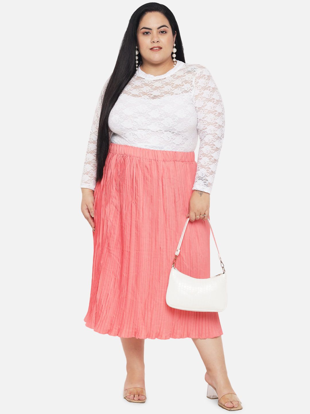 Peach Accordion Pleat Skirt — view 7