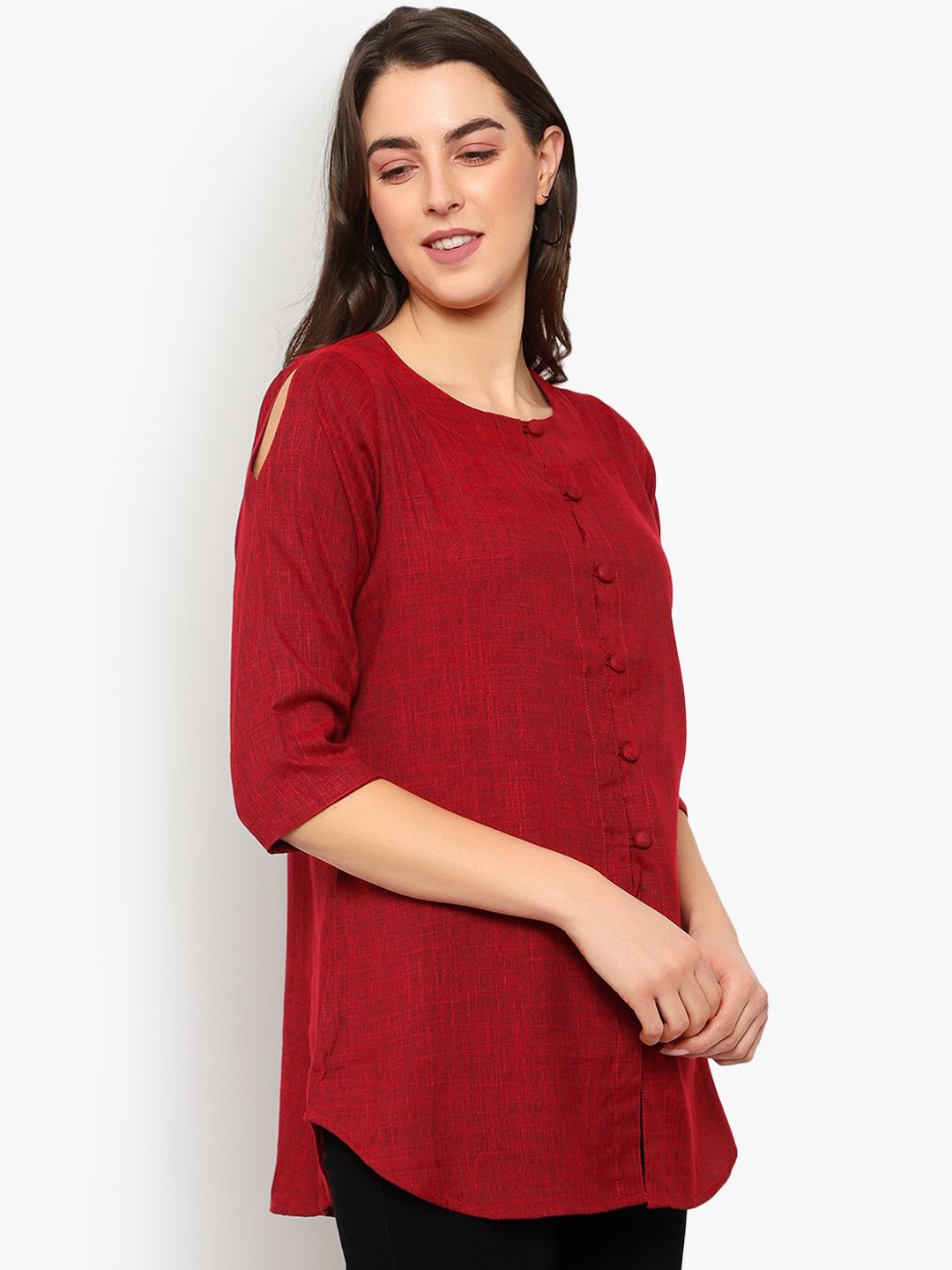 Maroon Cotton Linen Tunic — view 9