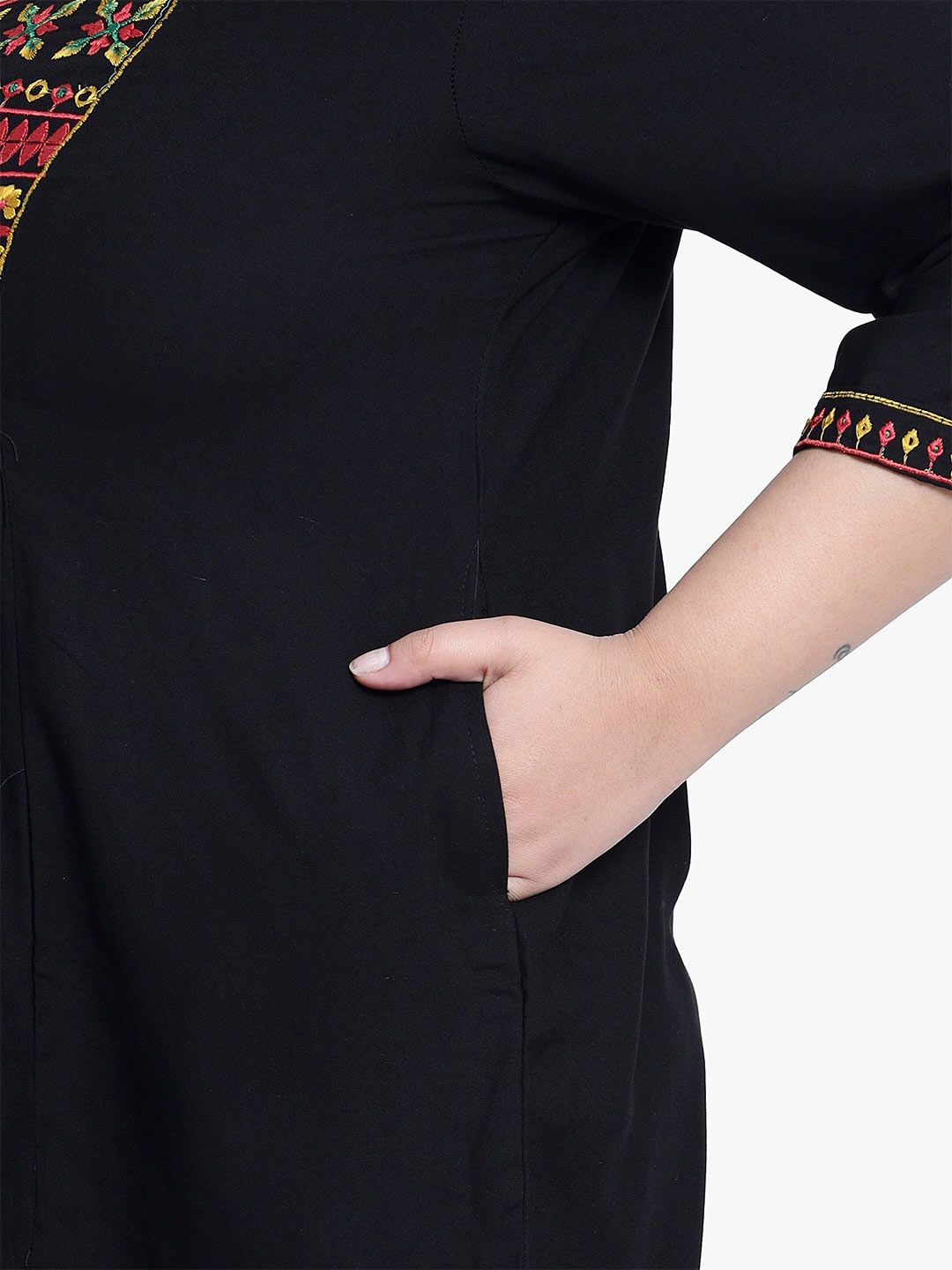 Black Embroidered Plus Size Tunic — view 7