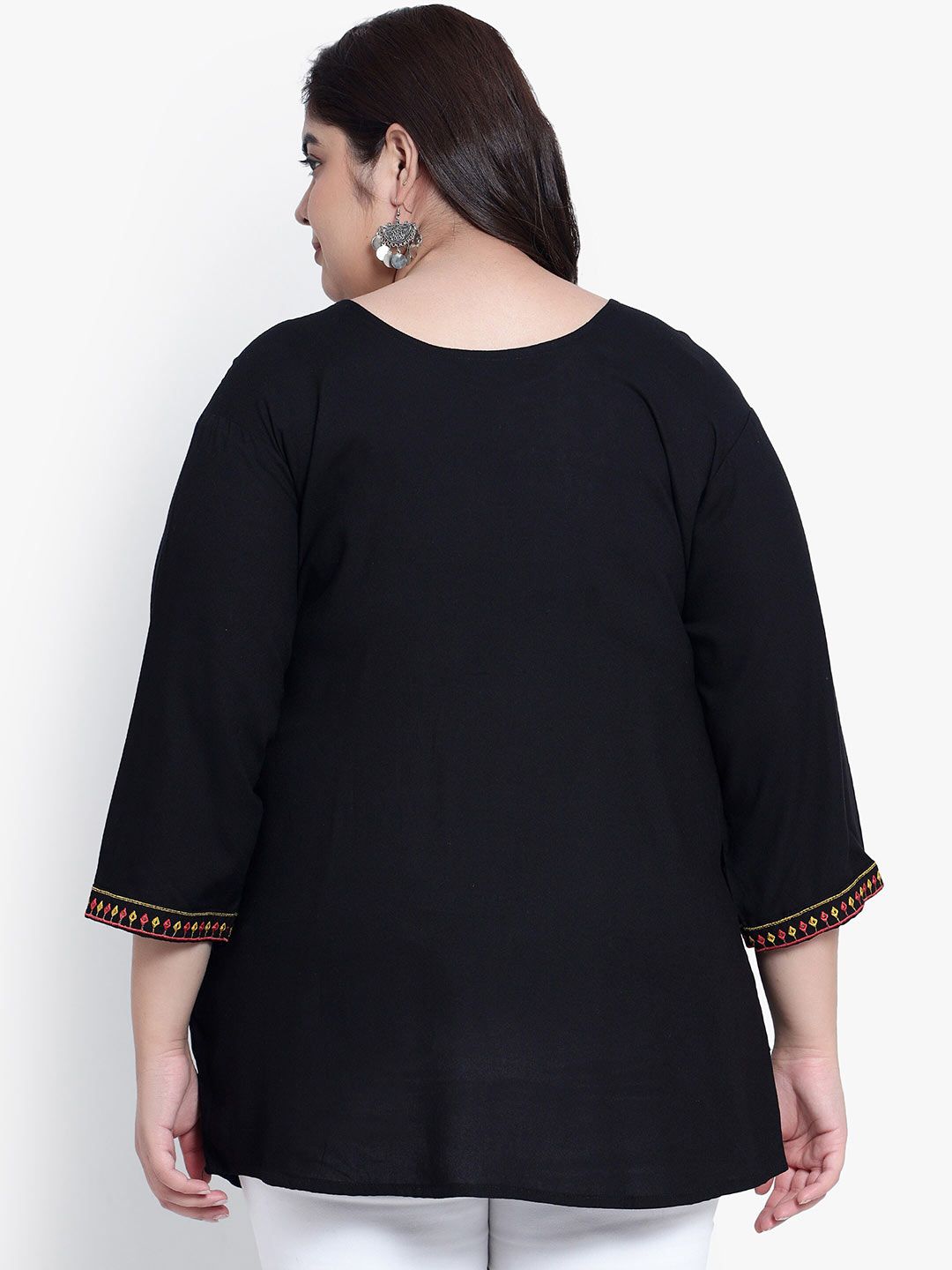 Black Embroidered Plus Size Tunic — view 4