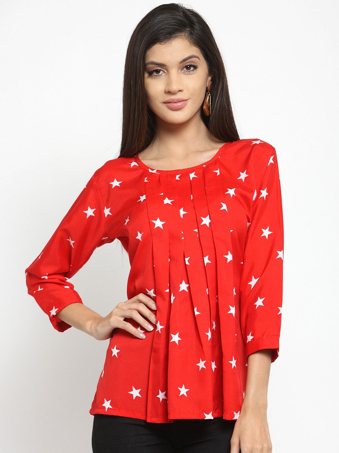 Red Star Print Top — view 1