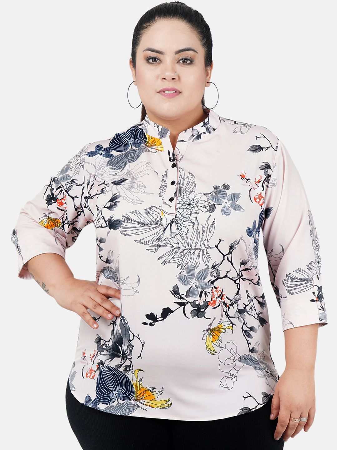 Pink Floral Print Tunic — view 1