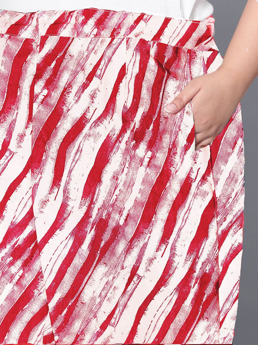 Red Leheriya Print Plus Size Trousers — view 6