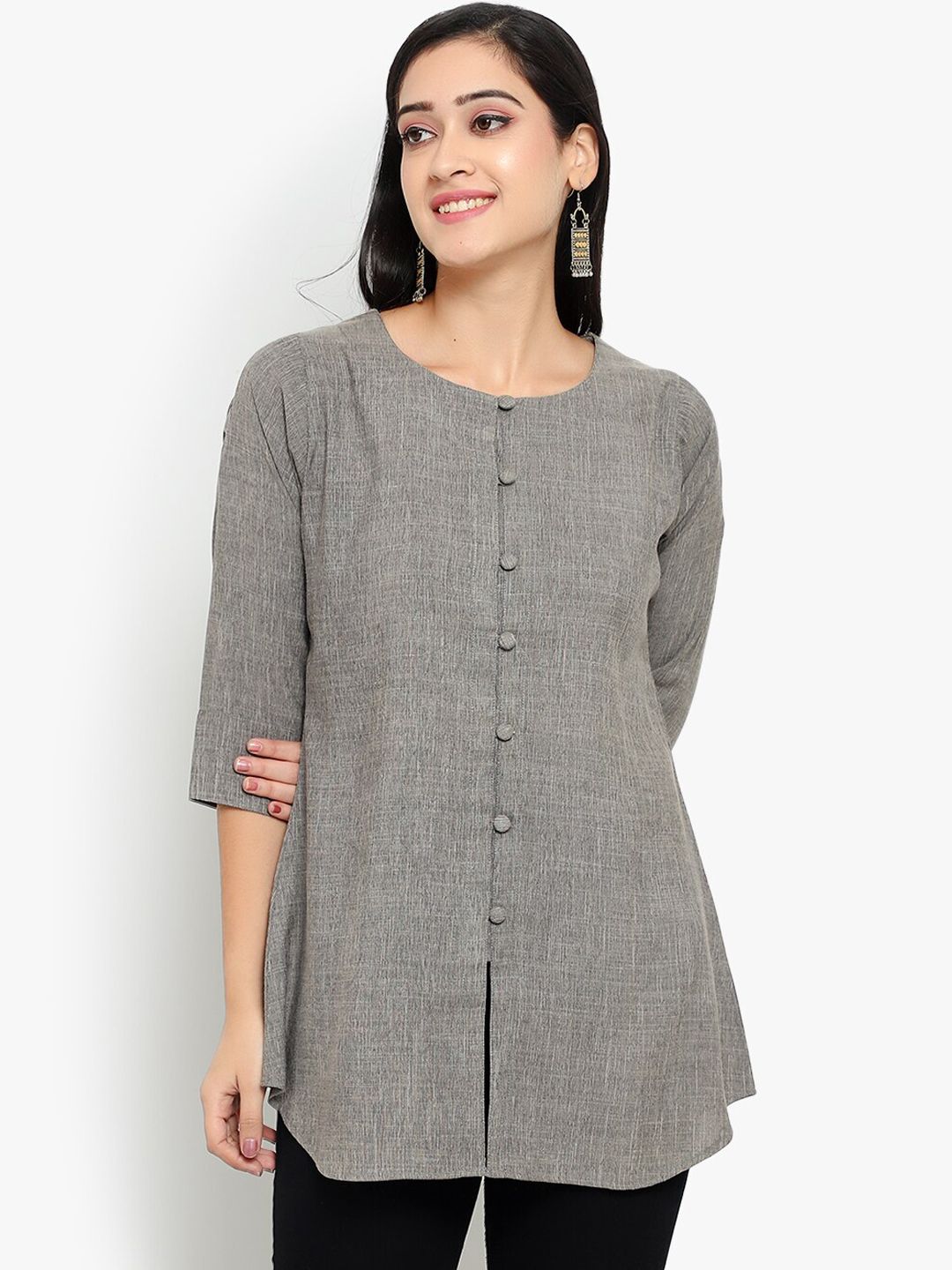 Grey Cotton Linen Tunic — view 1