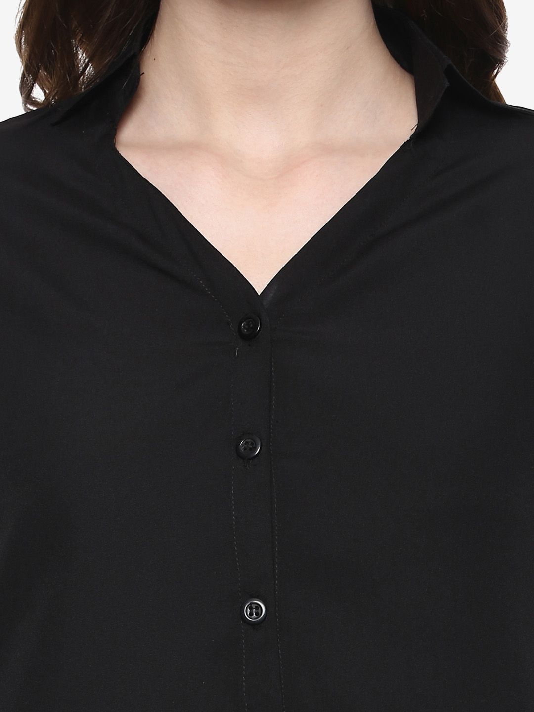 Black Cold Shoulder Ruffled Shirt — view 2