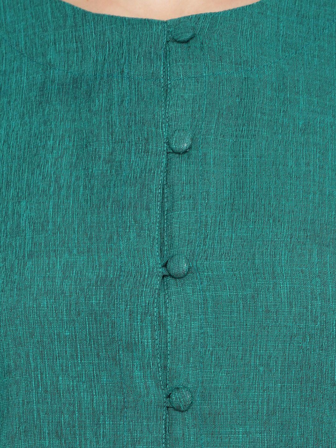 Turquoise Cotton Linen Tunic — view 2