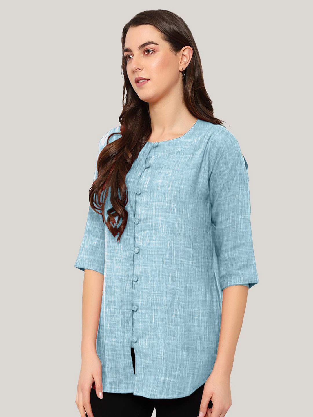 Blue Cotton Linen Tunic — view 10