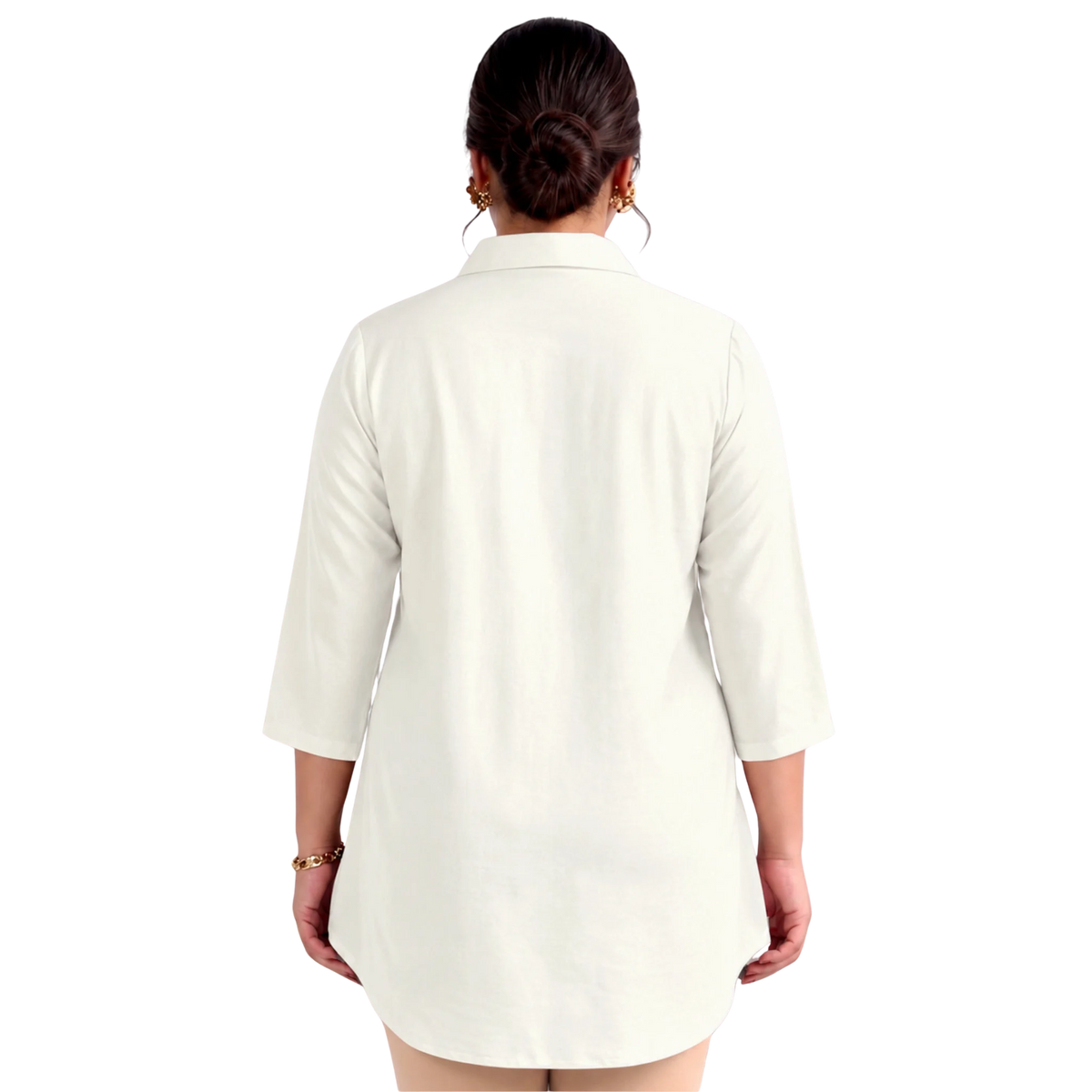 OffWhite Rayon Centrepleat Longline Tunic