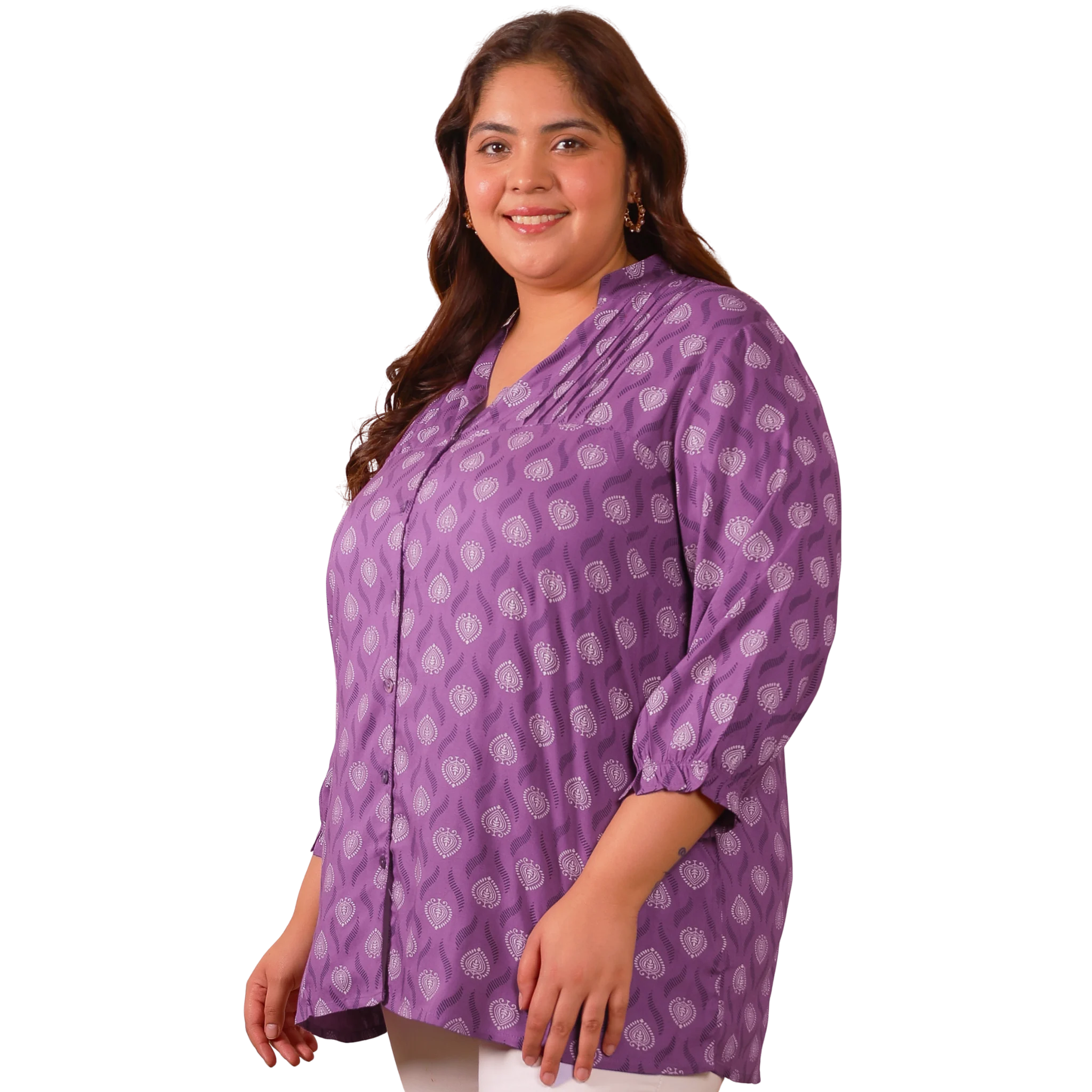 Purple Geometric Print Shirt