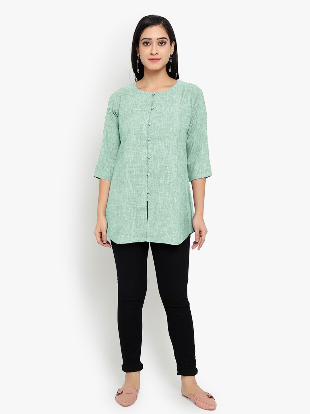 Green Cotton Linen Tunic — view 13
