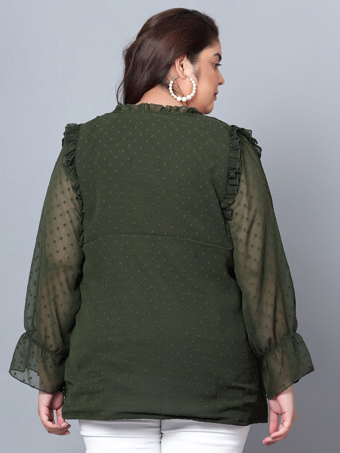 Green Georgette Plus Size Tunic — view 5