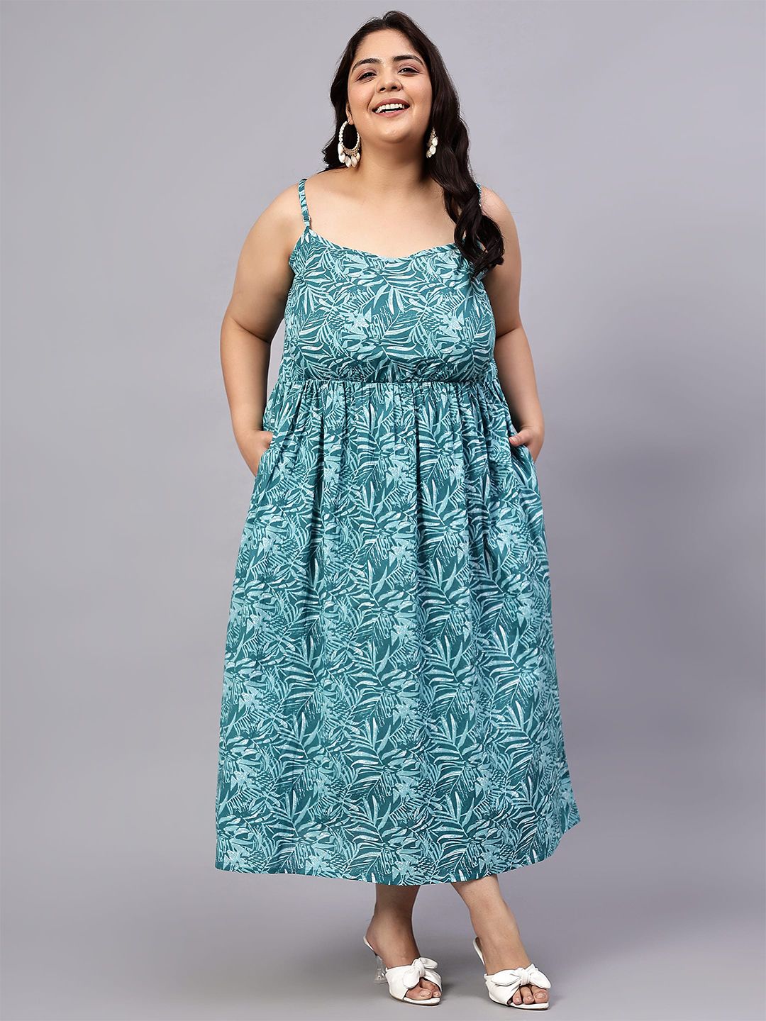 Green Leaf Plus Size Strap Dress — view 1