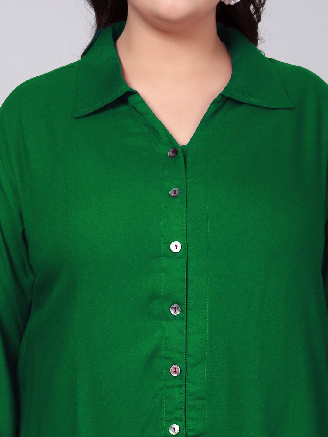 Green Longline Plus Size Shirt — view 2