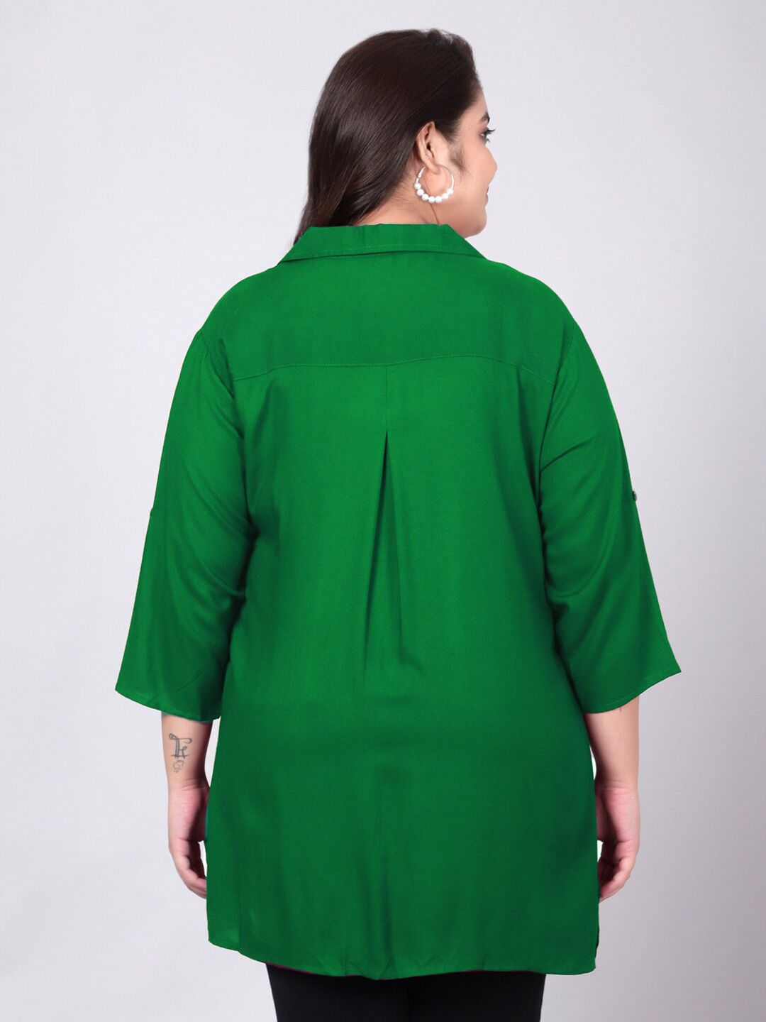 Green Longline Plus Size Shirt — view 5