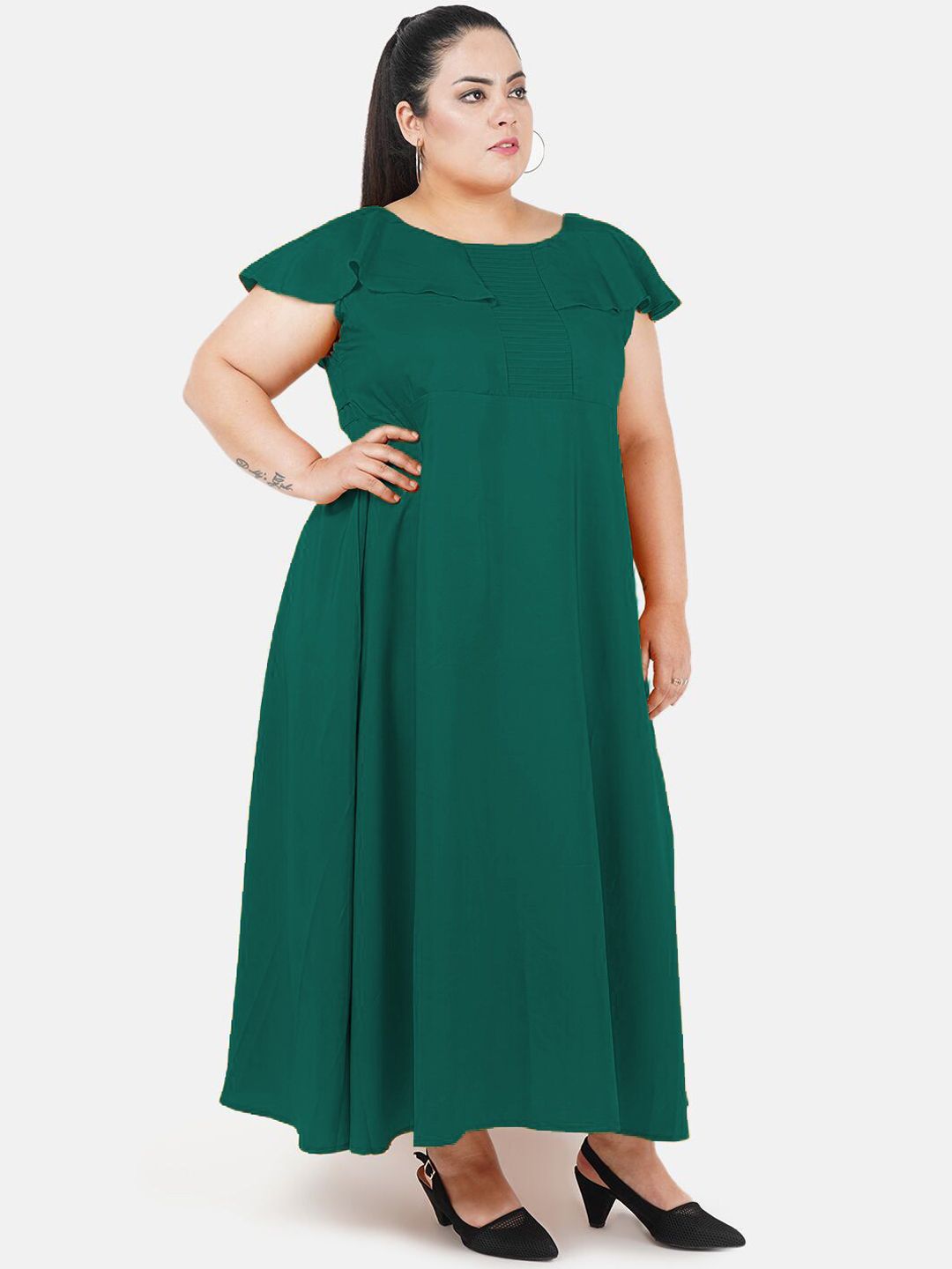 Green Solid Maxi Dress — view 3