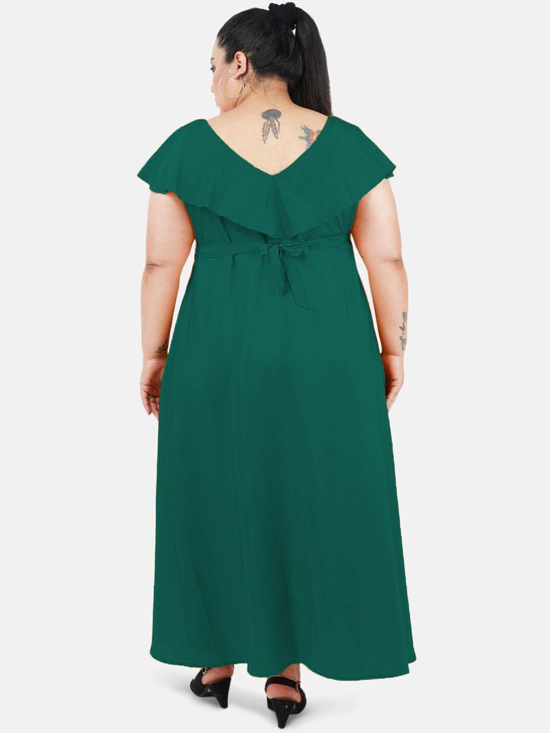 Green Solid Maxi Dress — view 5