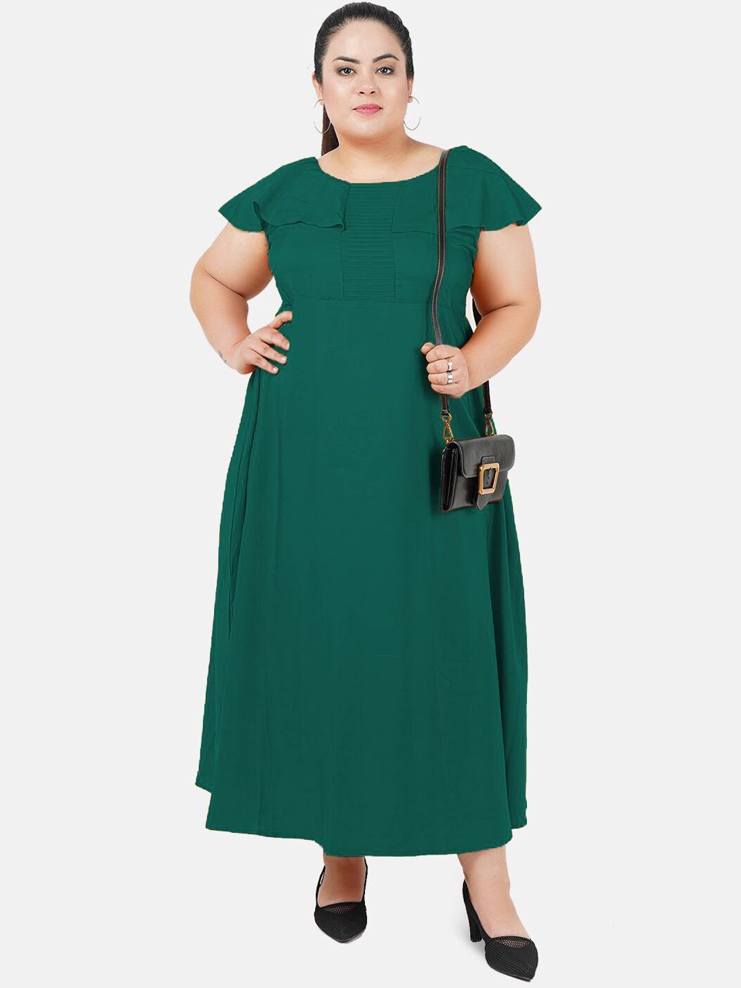 Green Solid Maxi Dress — view 6