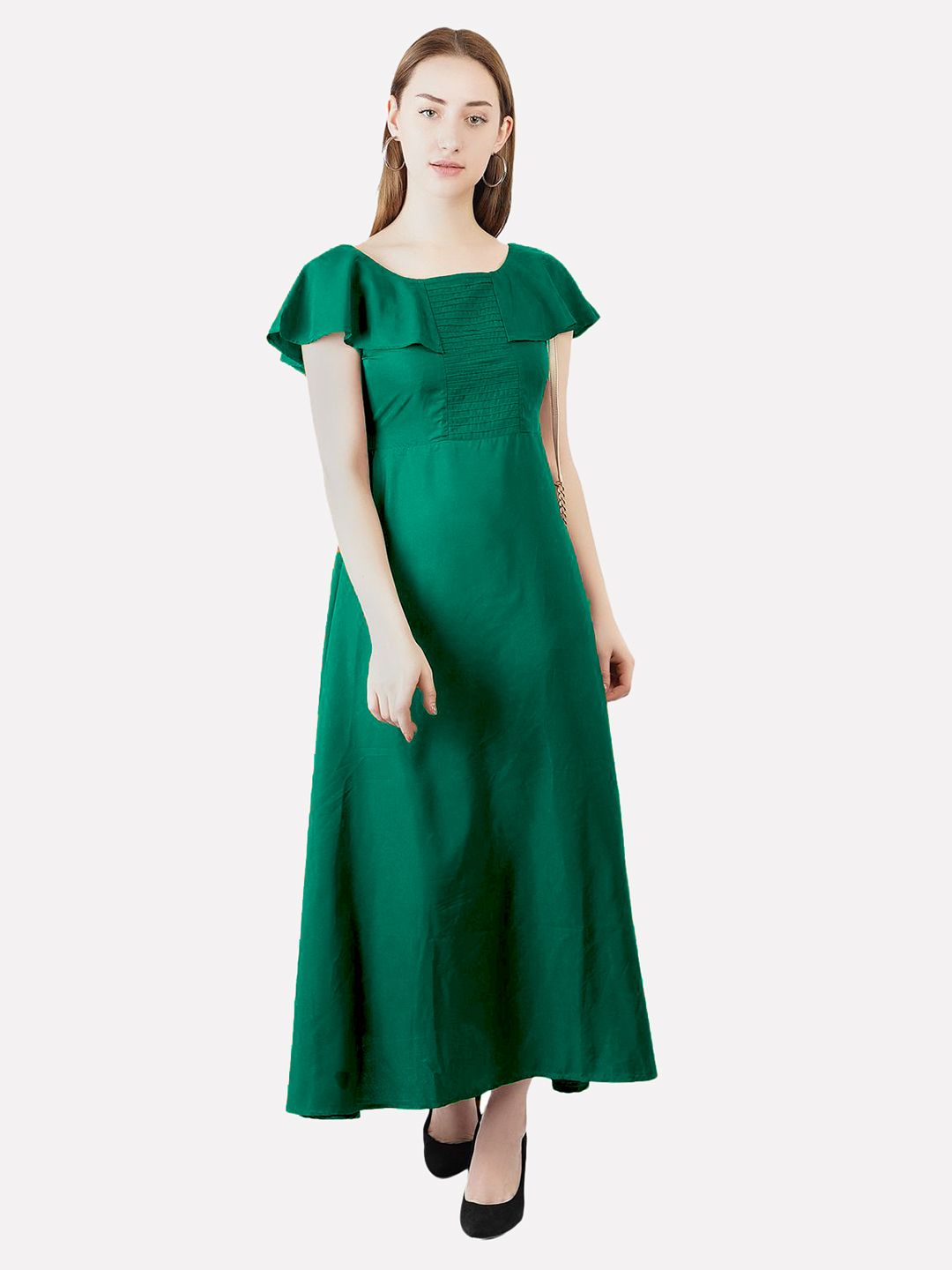 Green Solid Maxi Dress — view 7