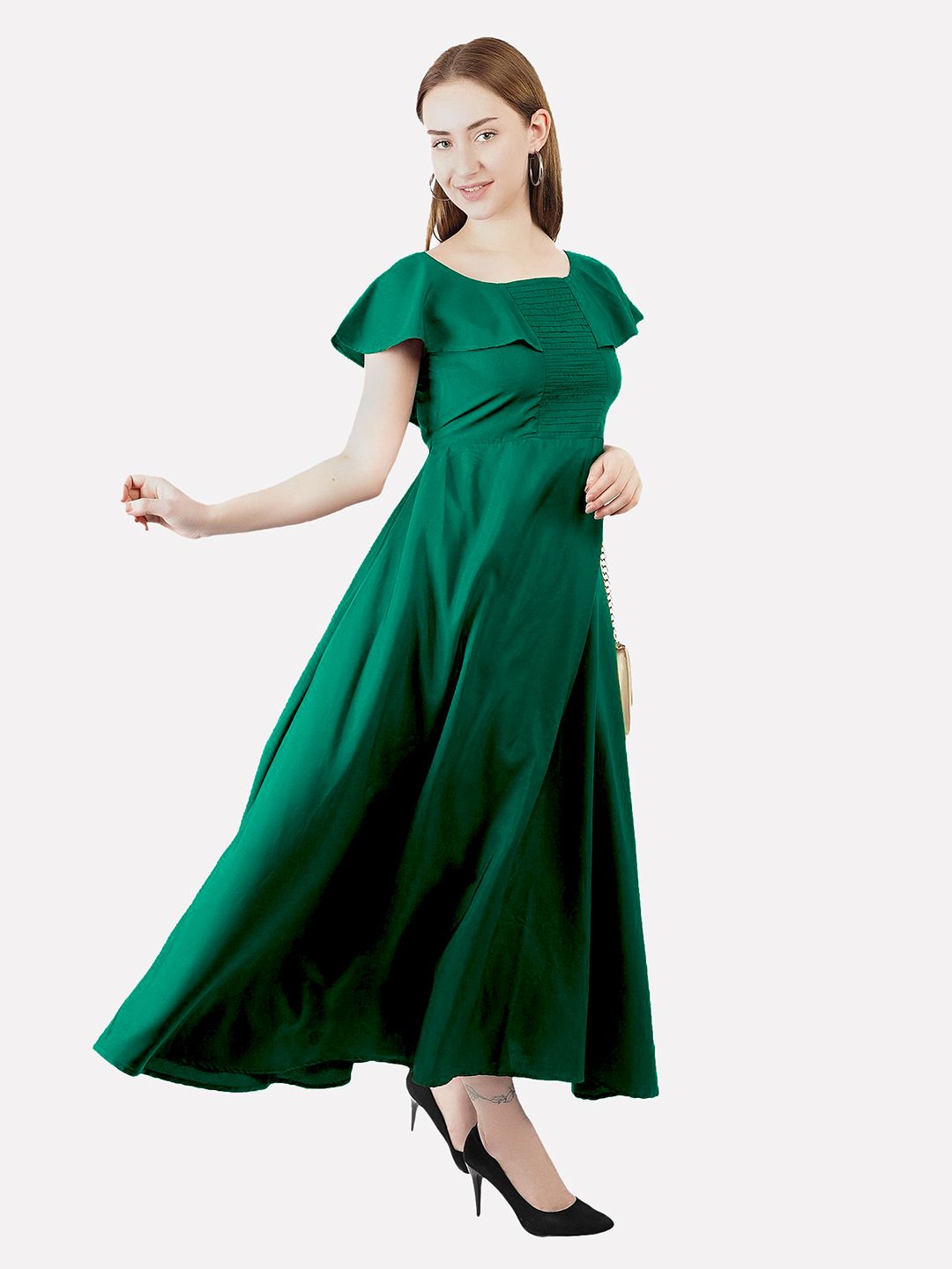 Green Solid Maxi Dress — view 9