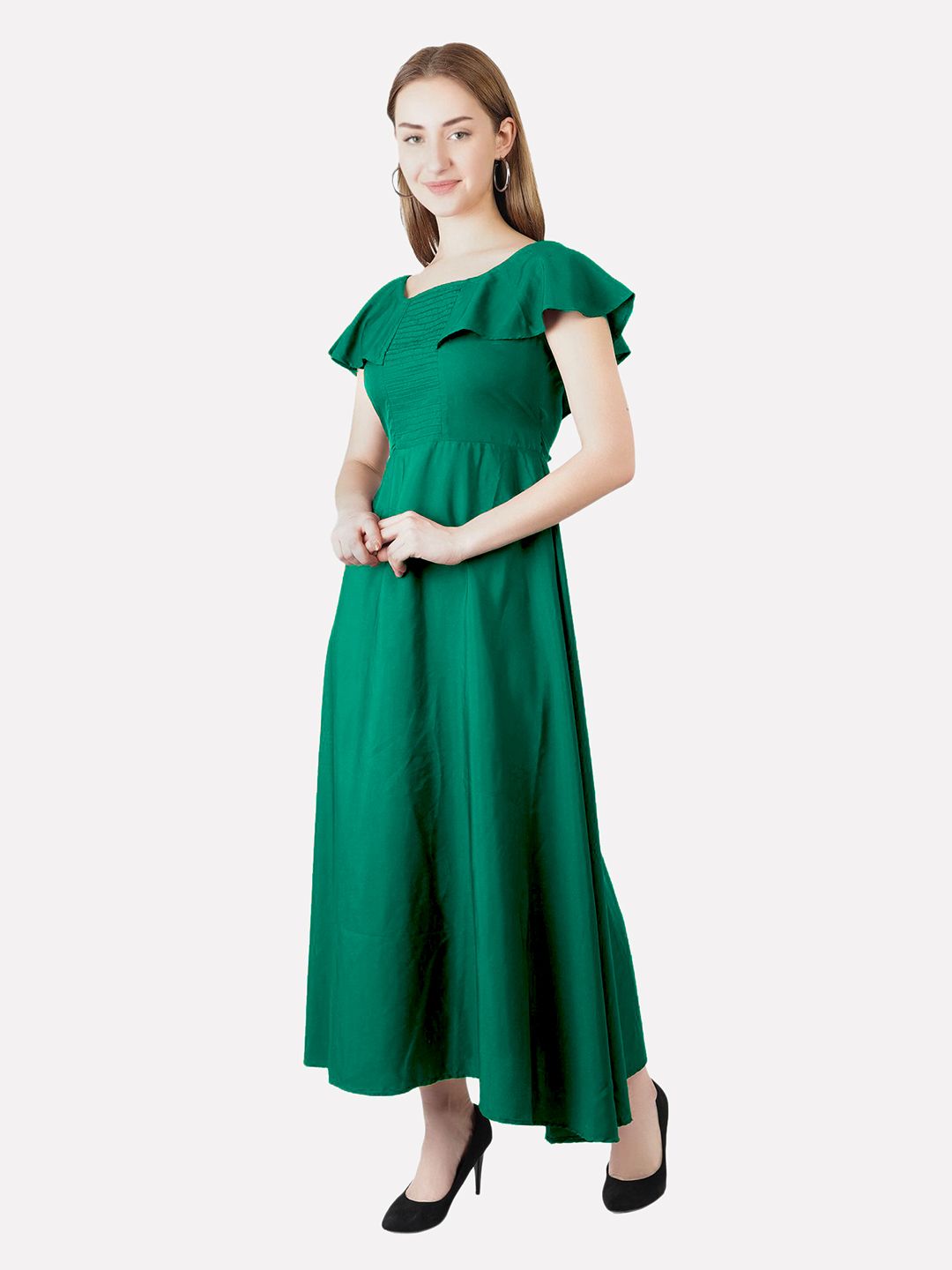 Green Solid Maxi Dress — view 10
