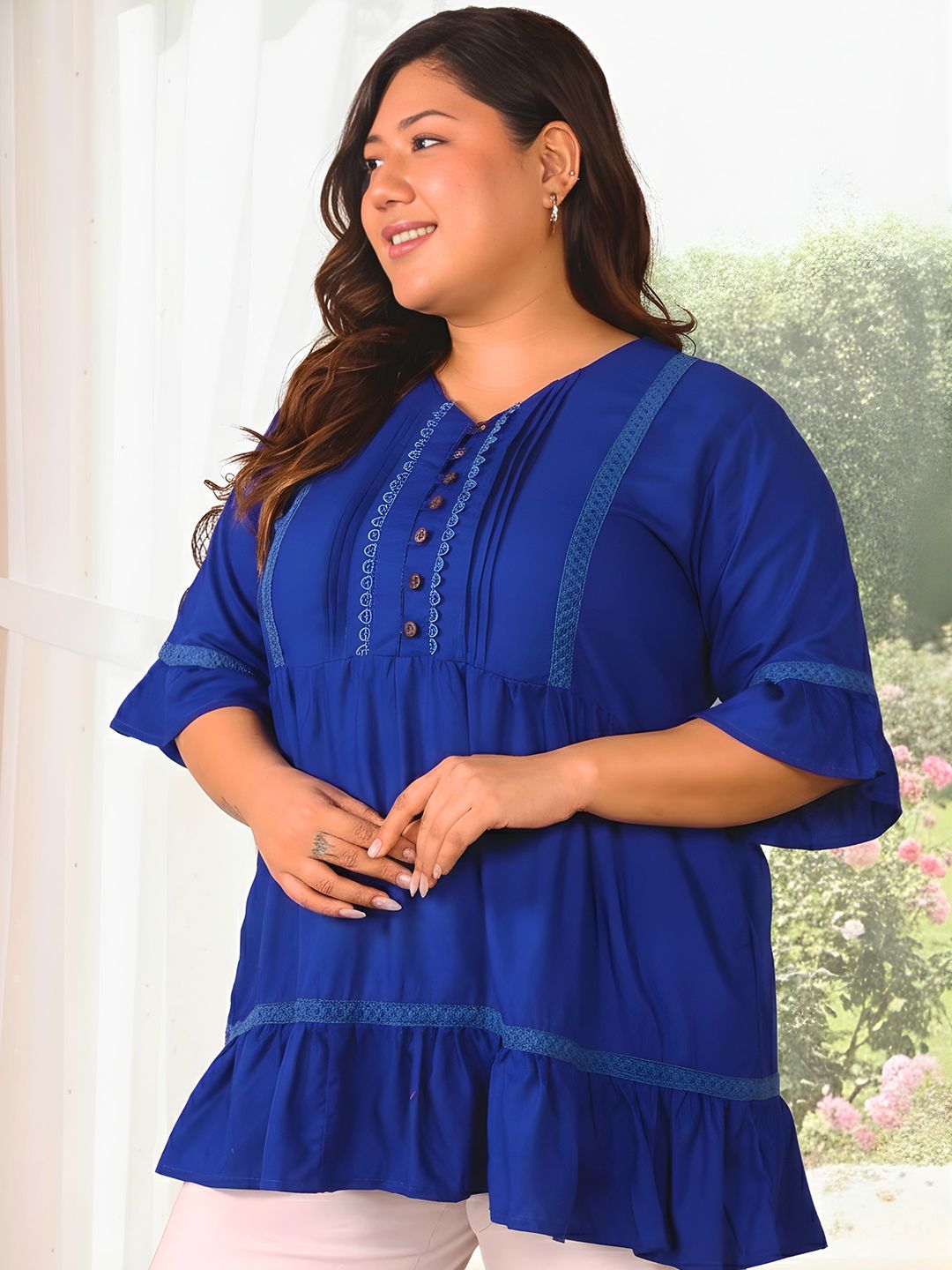 Blue Lace Plus Size Tunic — view 4