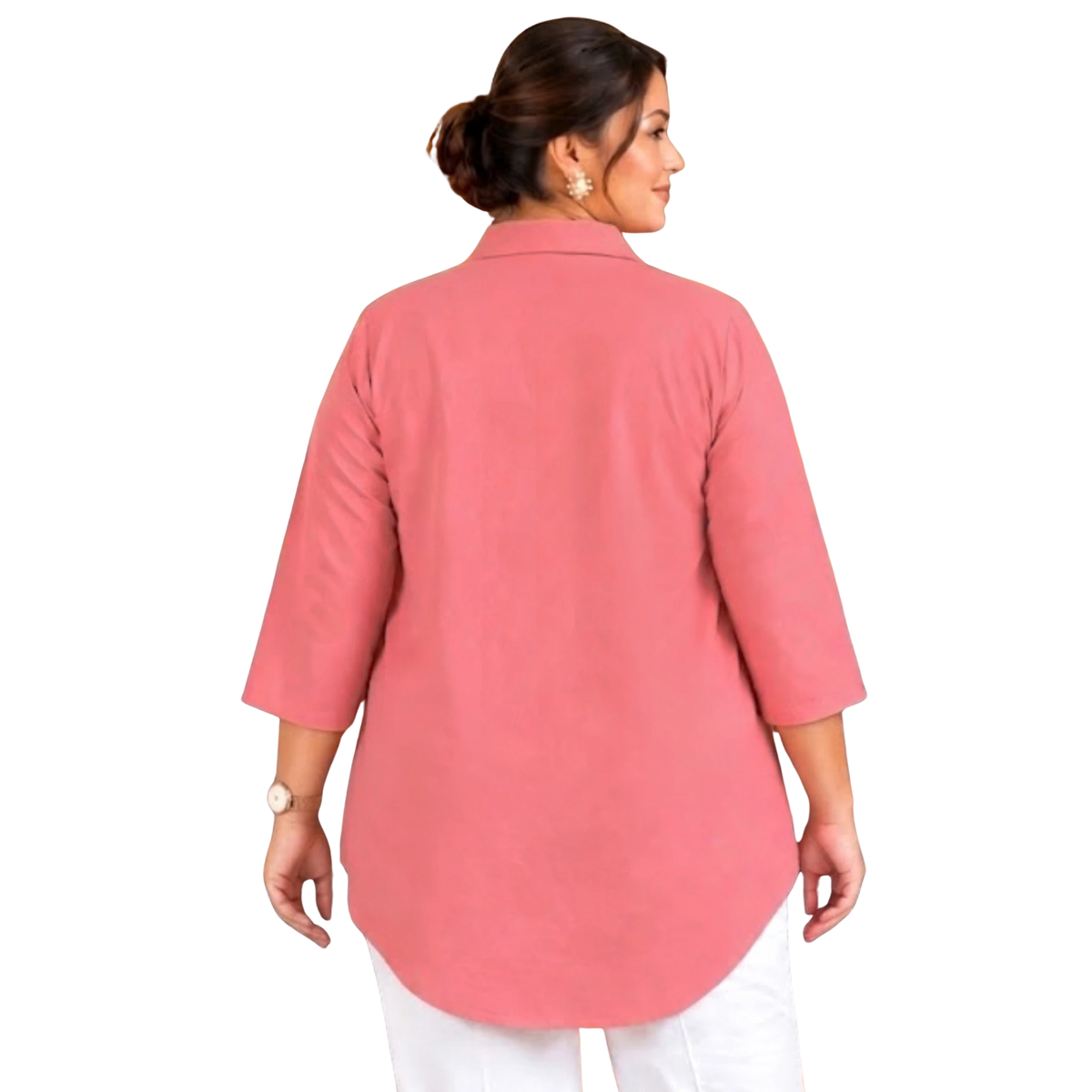 Pink Rayon Centrepleat Longline Tunic