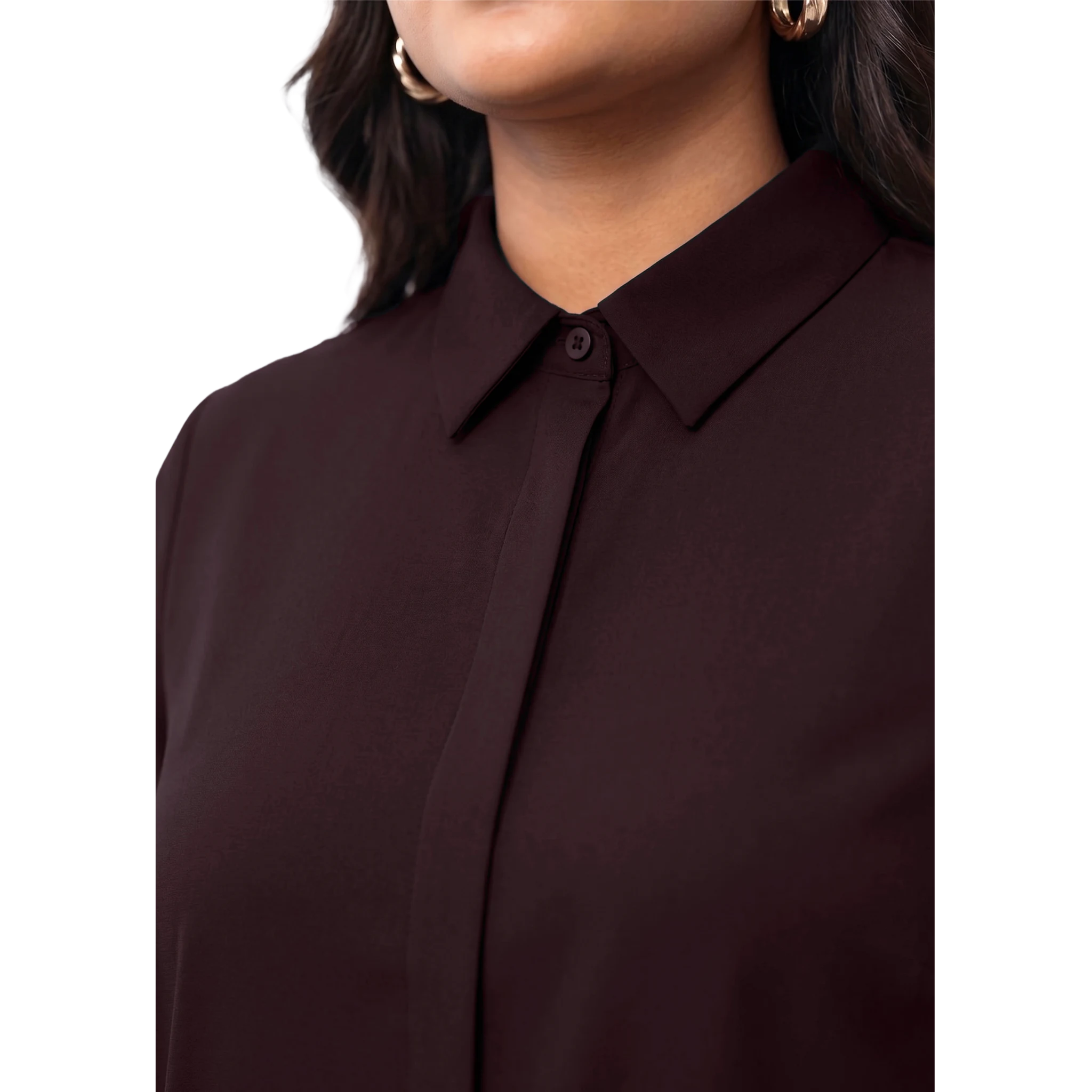 Brown Rayon Concealed Plus Size Tunic