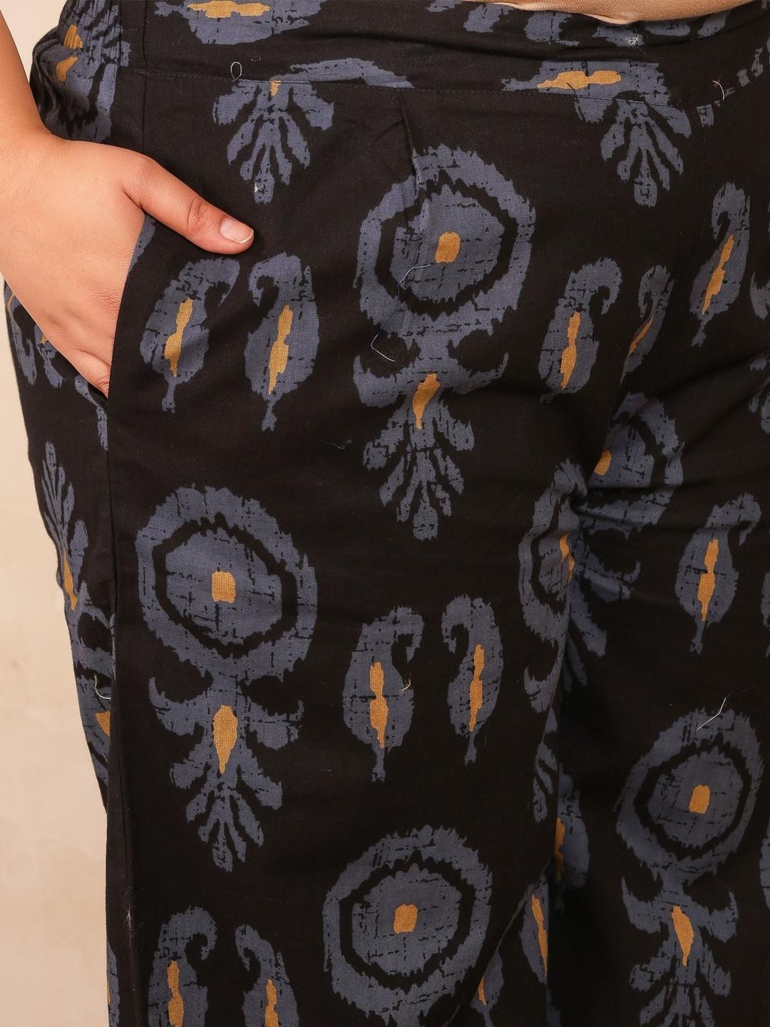 Black Cotton Print Plus Size Co Ord Set — view 3