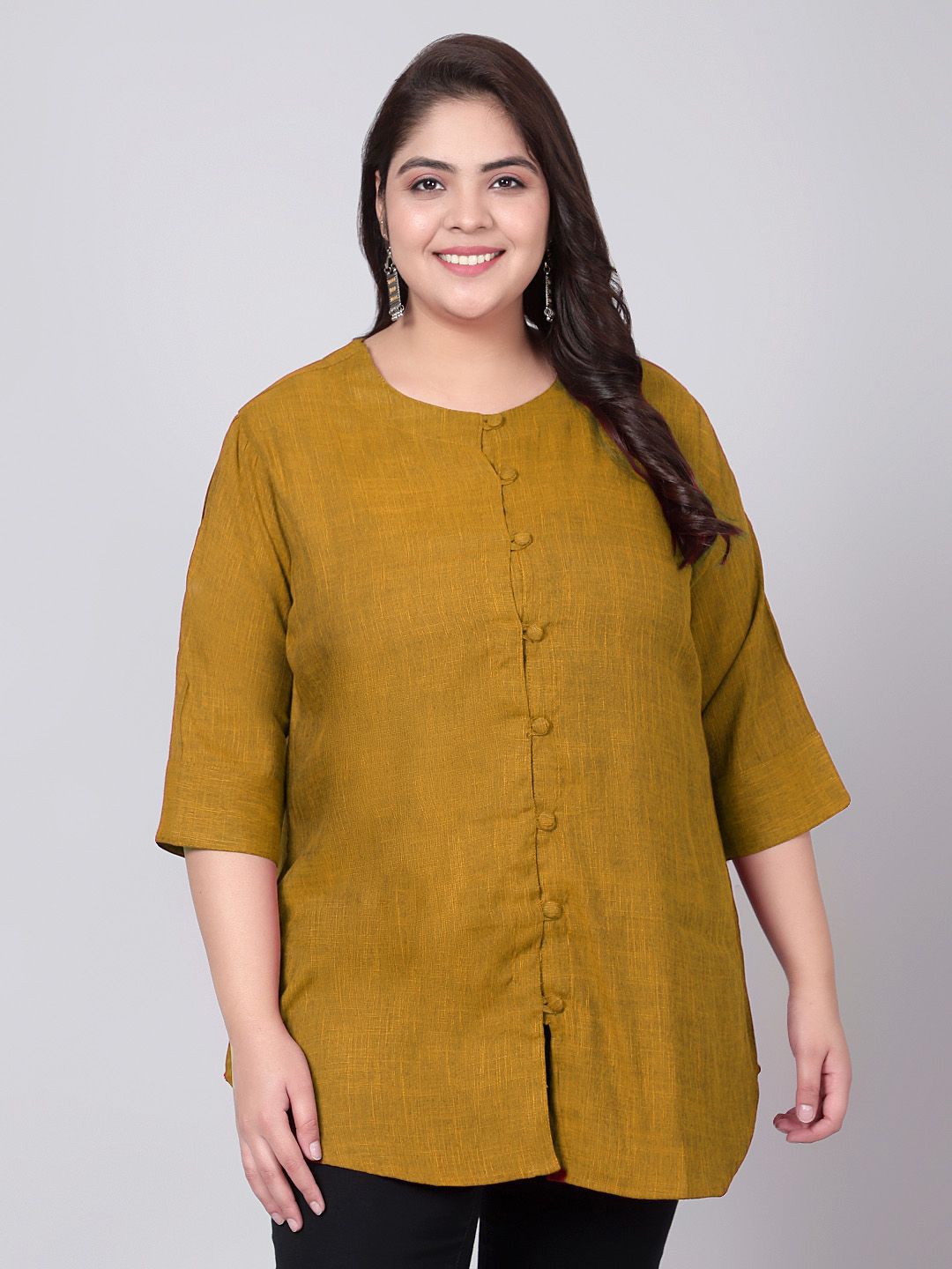 Mustard Cotton Linen Tunic — view 1