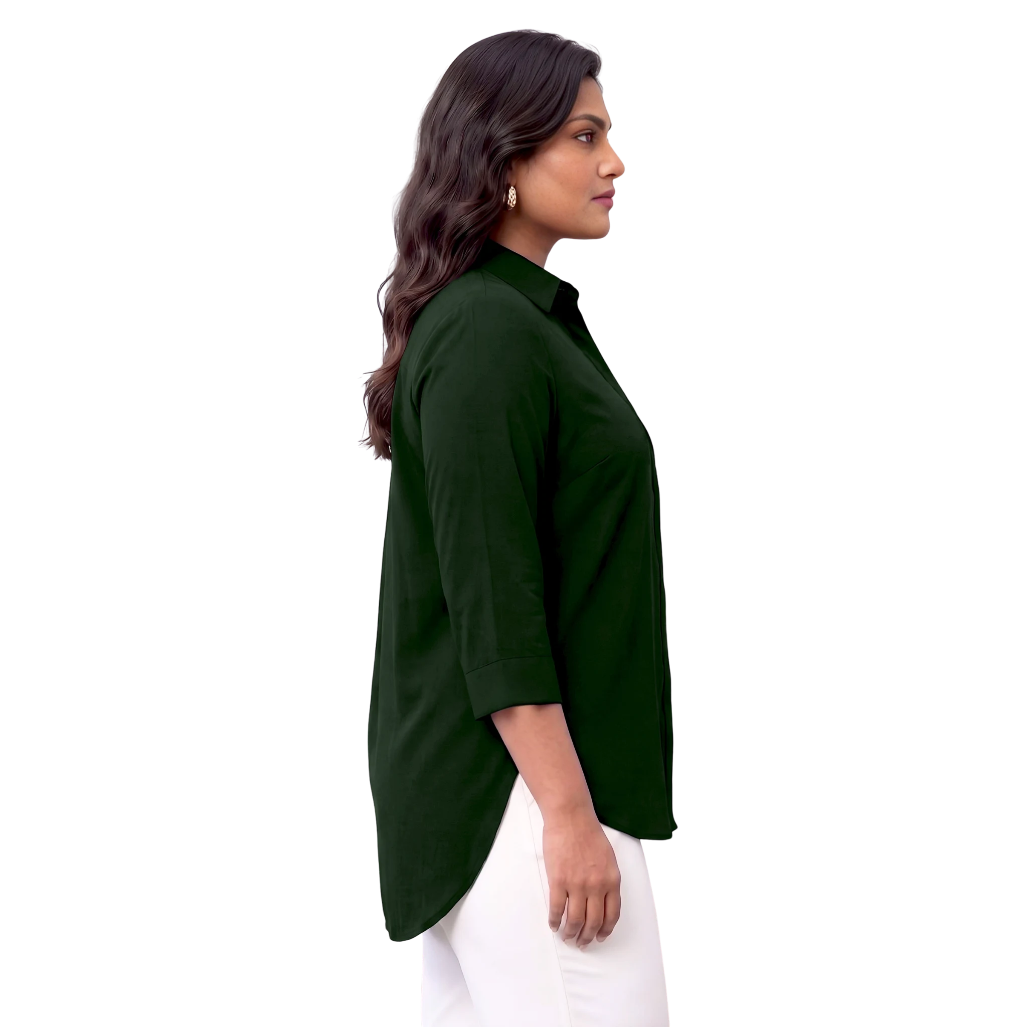 Green Rayon Concealed Plus Size Tunic