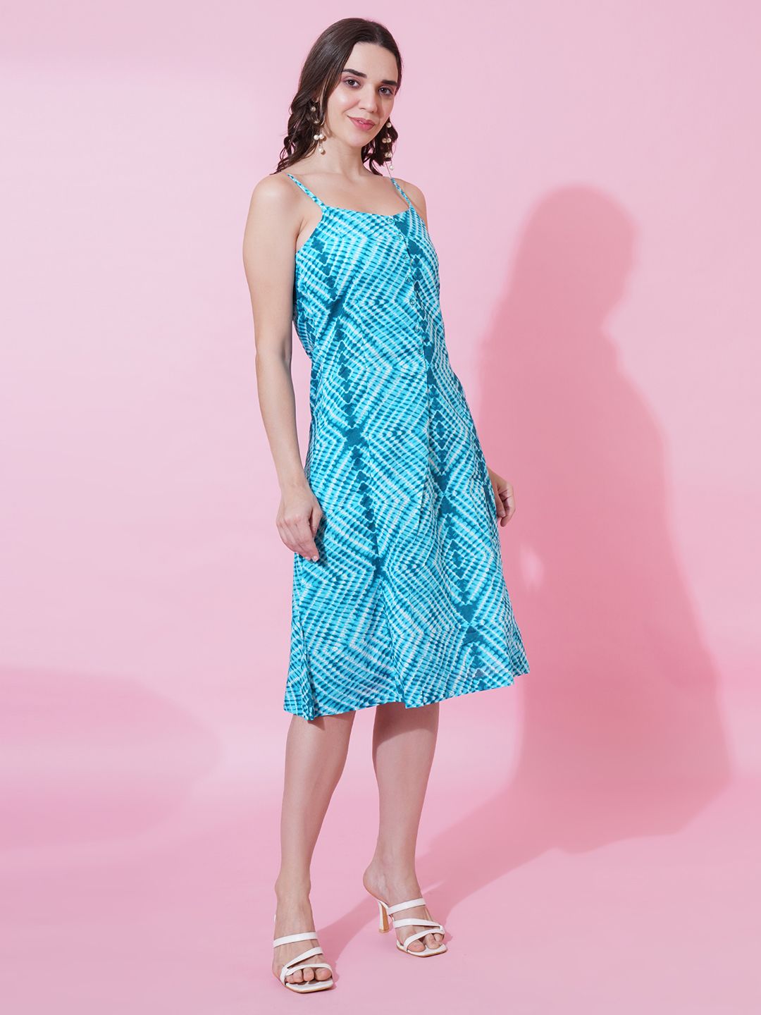 Green Stripe Print Strap Dress — view 10
