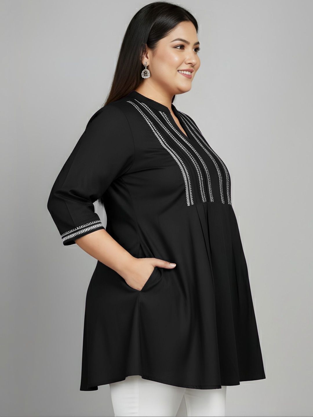 Black Embroidered Tunic — view 3