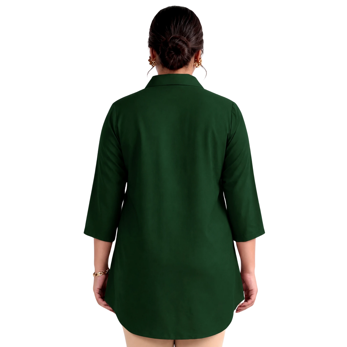 Dark Green Rayon Centrepleat Longline Tunic
