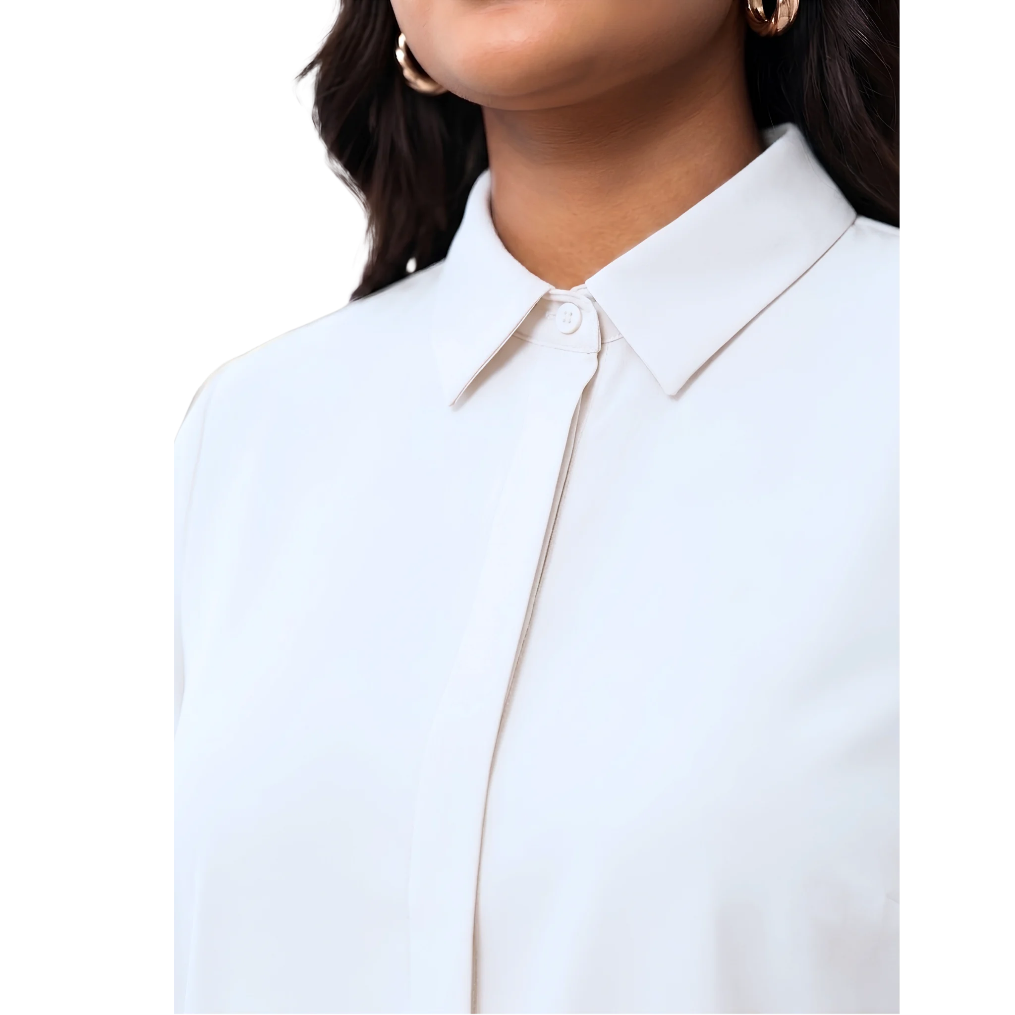 OffWhite Rayon Concealed Plus Size Tunic