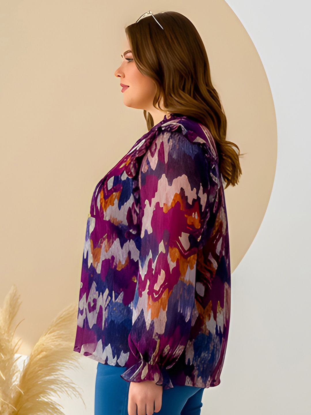Abstract Print Georgette Plus Size Tunic — view 4