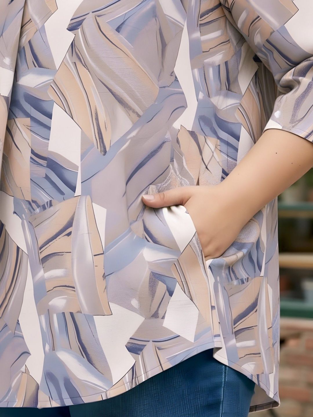 Brown Centrepleat Print Tunic — view 5
