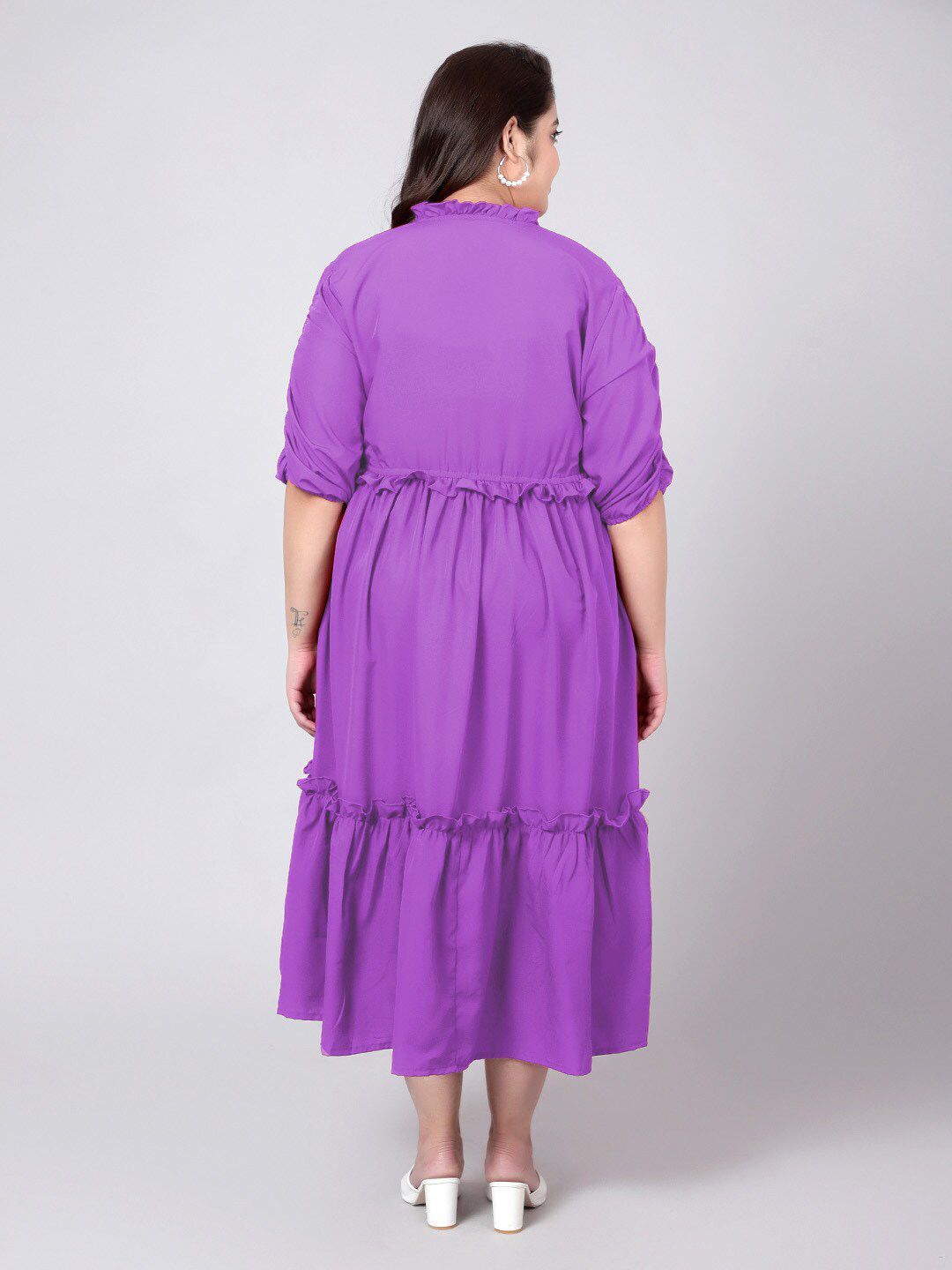 Lavender Solid Tier Plus Size Dress — view 5