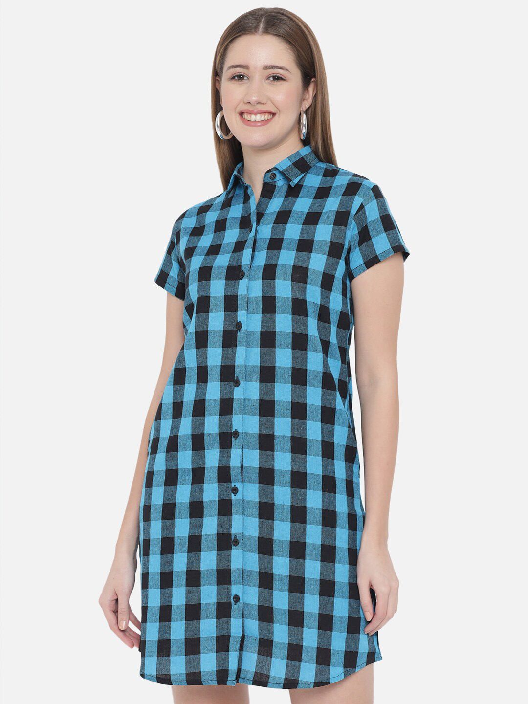 Light Blue Checkered Dress — view 1
