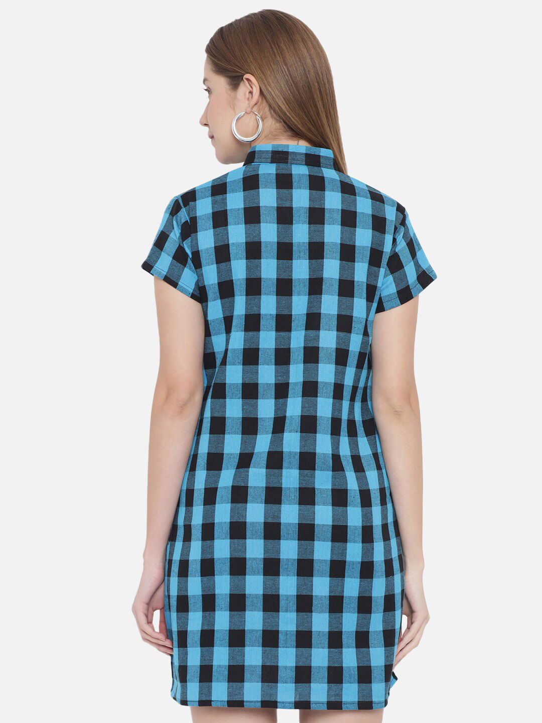 Light Blue Checkered Dress — view 4