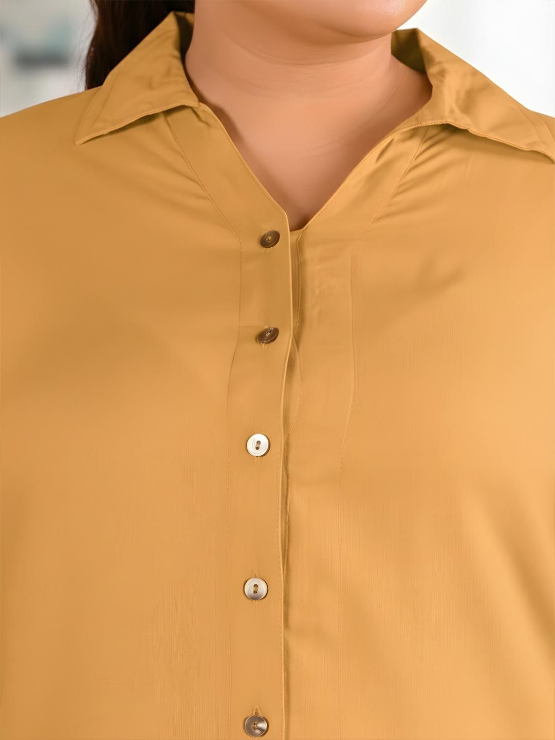Light Brown Longline Plus Size Shirt — view 2